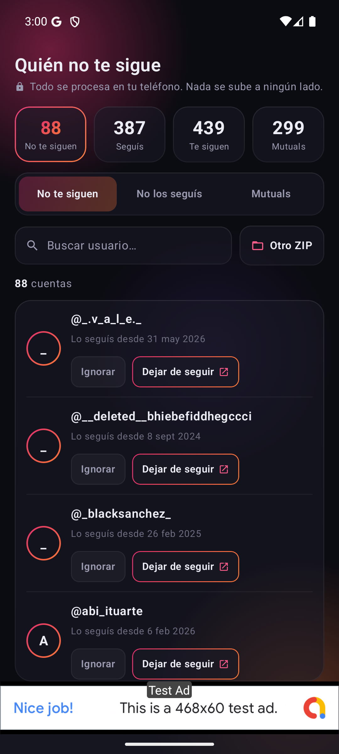 Dejar de seguir en masa