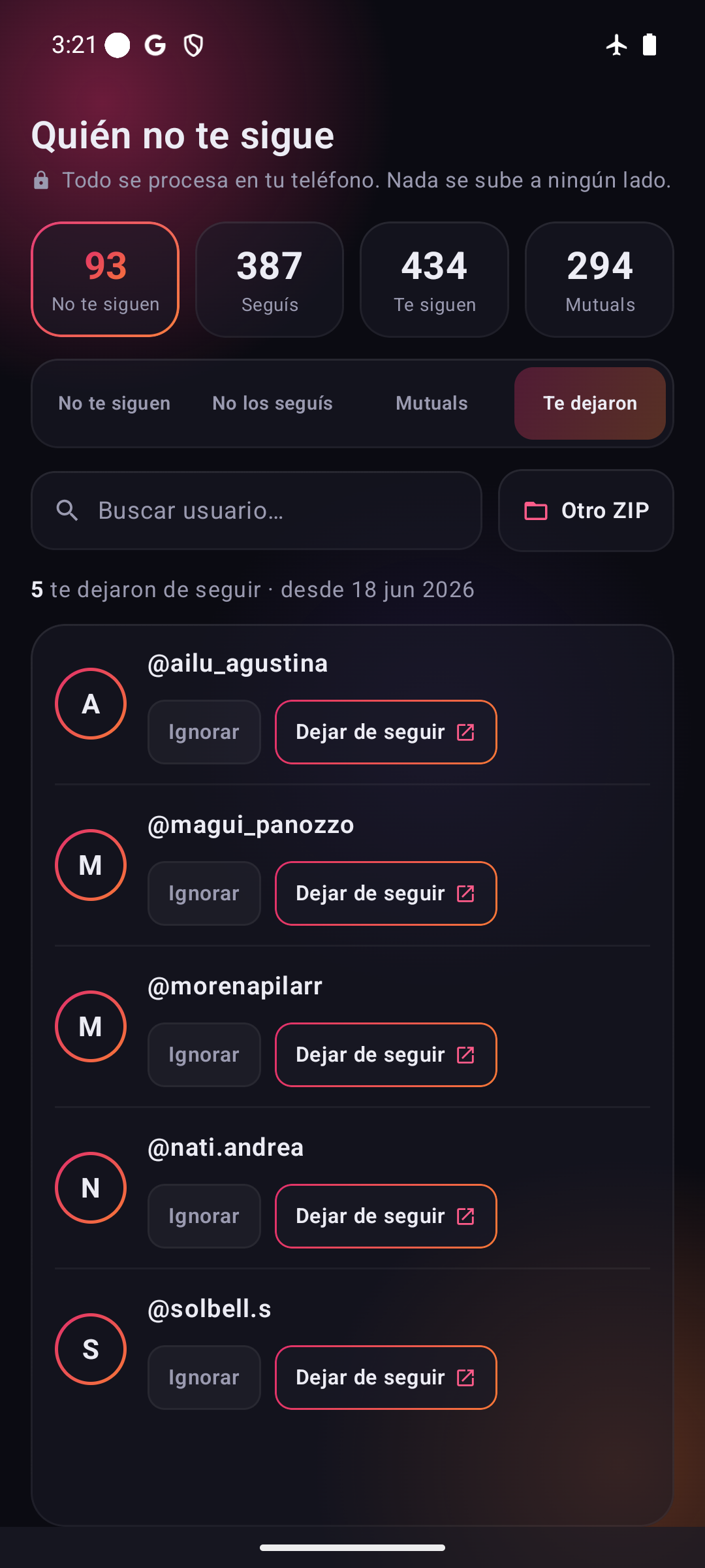 Quién te dejó de seguir