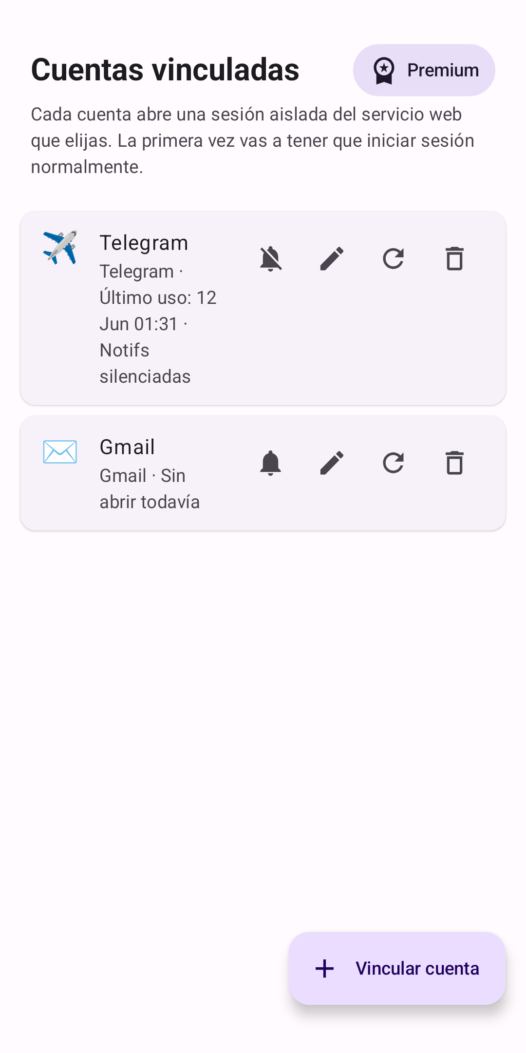 Configuración y opciones premium